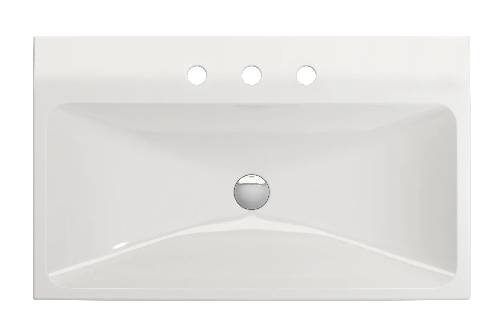 BOCCHI Scala 32" Rectangle Wallmount Fireclay Bathroom Sink, White, 3 Faucet Hole, 1078-001-0127