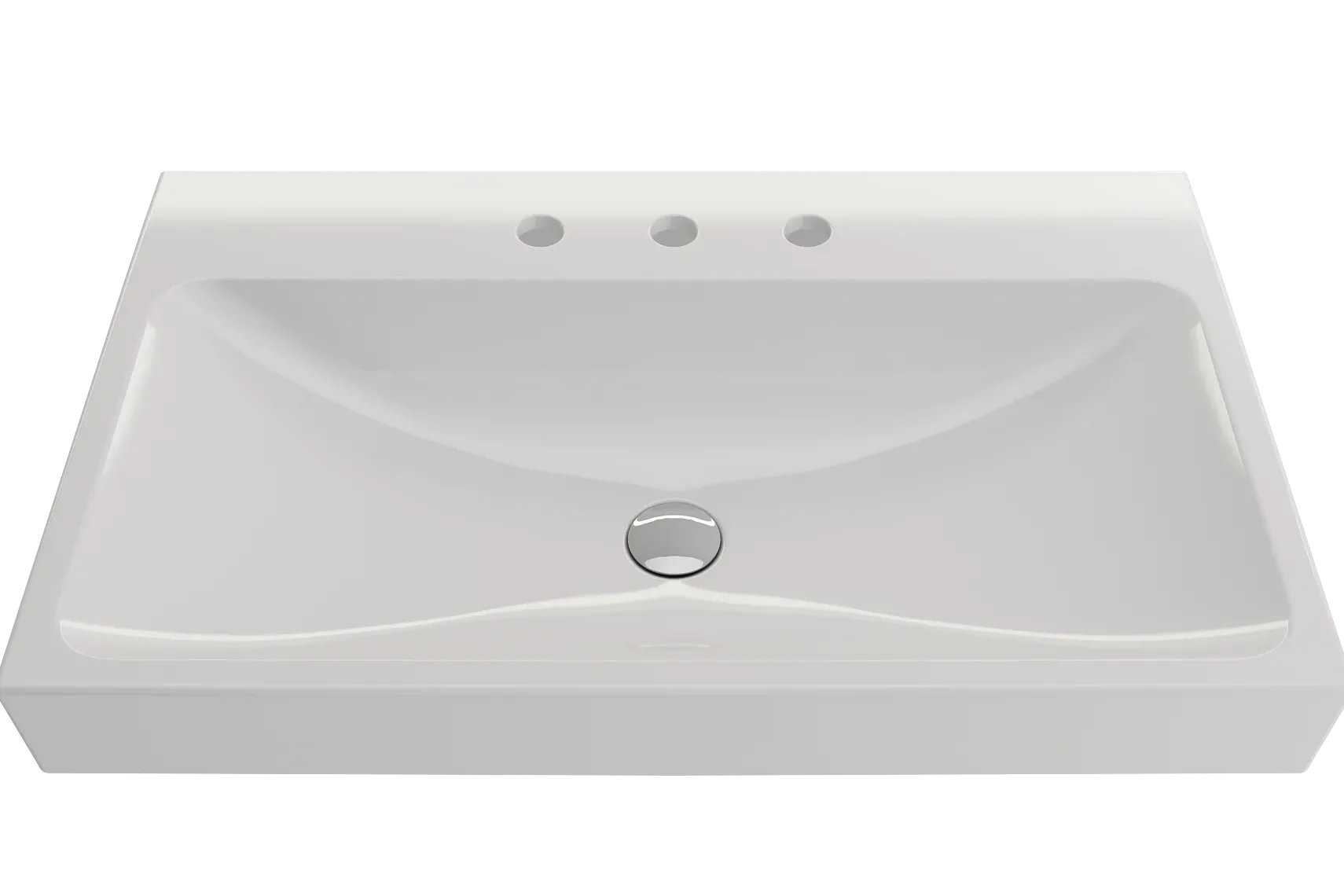 BOCCHI Scala 32" Rectangle Wallmount Fireclay Bathroom Sink, White, 3 Faucet Hole, 1078-001-0127