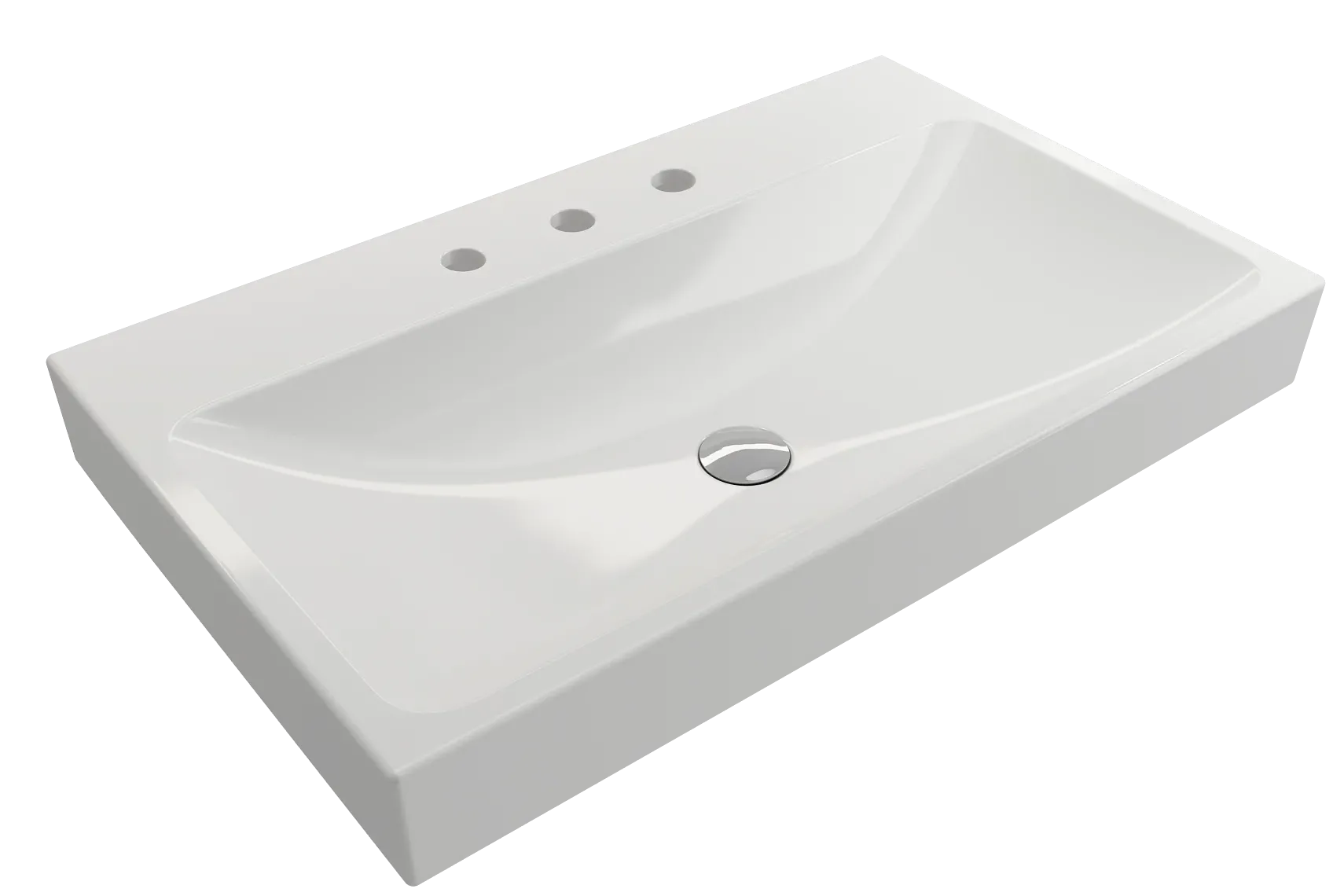 BOCCHI Scala 32" Rectangle Wallmount Fireclay Bathroom Sink, White, 3 Faucet Hole, 1078-001-0127