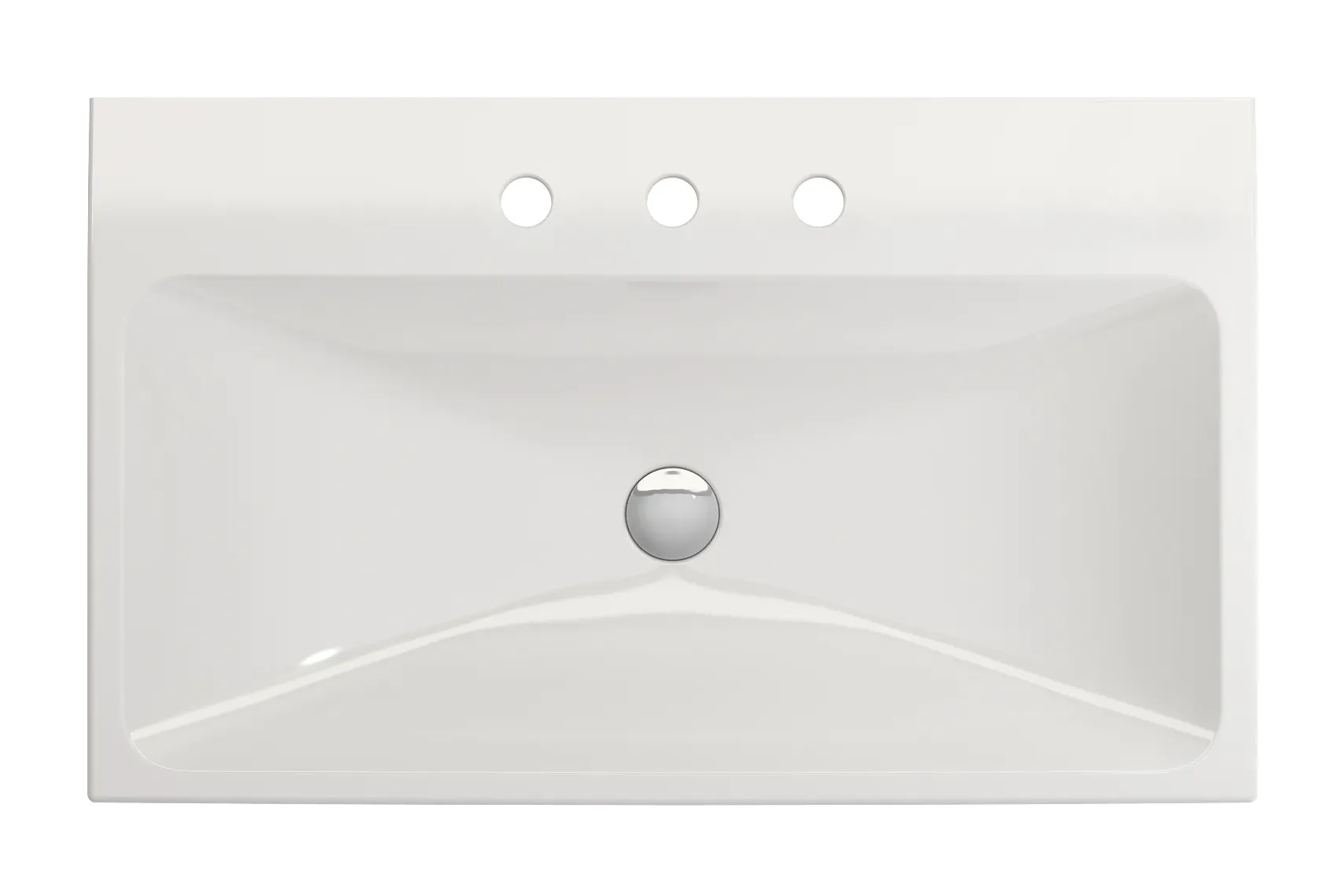BOCCHI Scala 32" Rectangle Wallmount Fireclay Bathroom Sink, White, 3 Faucet Hole, 1078-001-0127