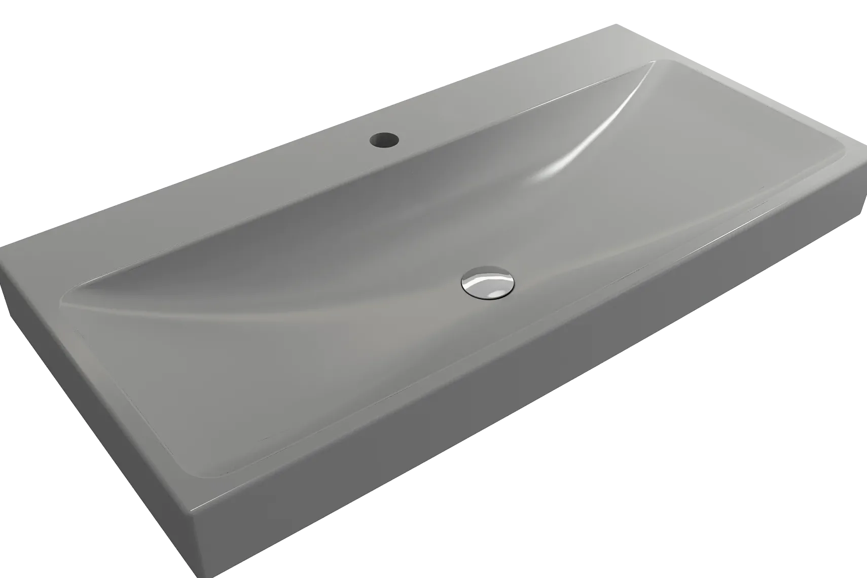 BOCCHI Scala 40" Rectangle Wallmount Fireclay Bathroom Sink, Matte Gray, Single Faucet Hole, 1079-006-0126