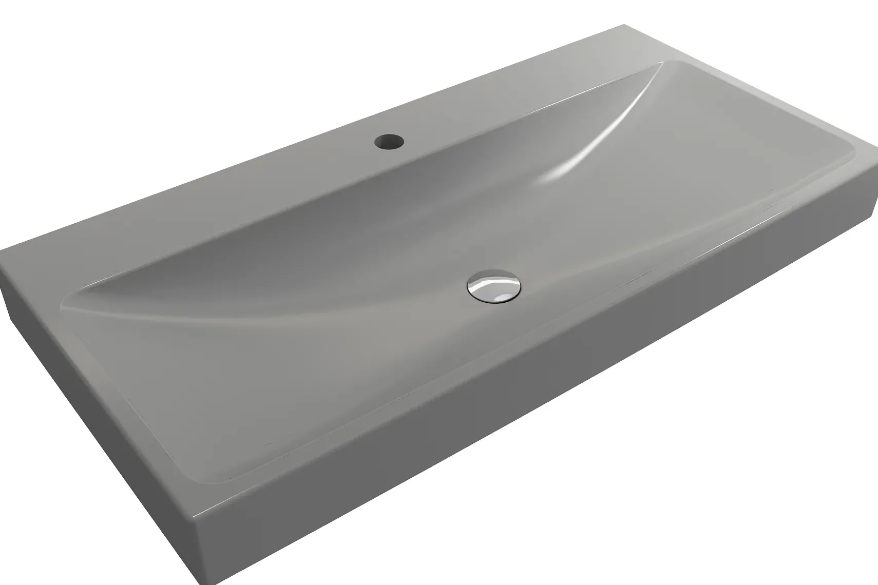BOCCHI Scala 40" Rectangle Wallmount Fireclay Bathroom Sink, Matte Gray, Single Faucet Hole, 1079-006-0126