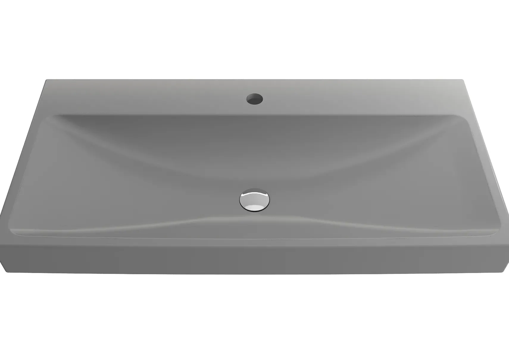 BOCCHI Scala 40" Rectangle Wallmount Fireclay Bathroom Sink, Matte Gray, Single Faucet Hole, 1079-006-0126