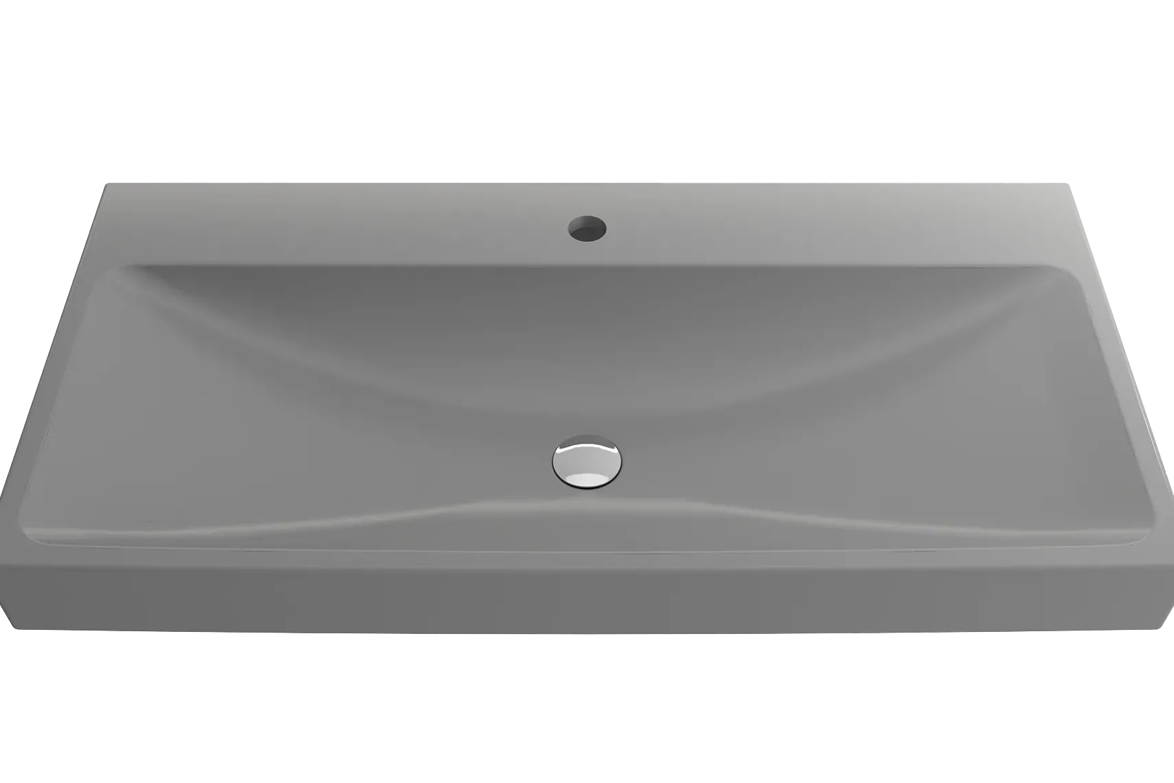 BOCCHI Scala 40" Rectangle Wallmount Fireclay Bathroom Sink, Matte Gray, Single Faucet Hole, 1079-006-0126