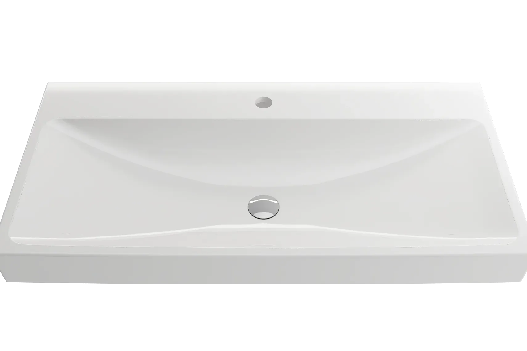 BOCCHI Scala 40" Rectangle Wallmount Fireclay Bathroom Sink, White, Single Faucet Hole, 1079-001-0126