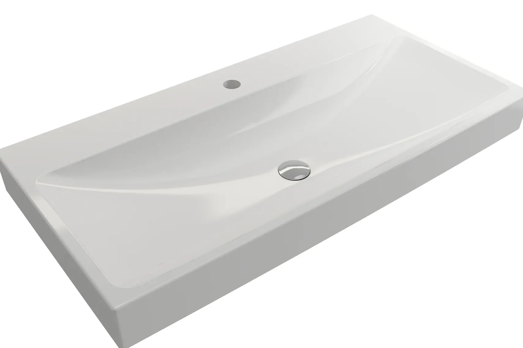 BOCCHI Scala 40" Rectangle Wallmount Fireclay Bathroom Sink, White, Single Faucet Hole, 1079-001-0126