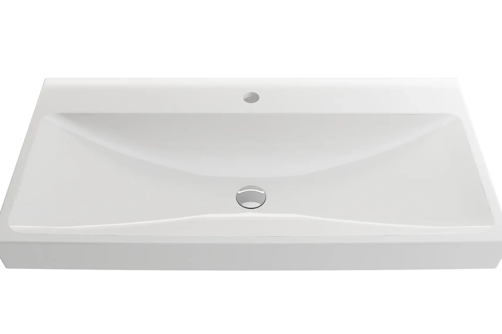 BOCCHI Scala 40" Rectangle Wallmount Fireclay Bathroom Sink, White, Single Faucet Hole, 1079-001-0126