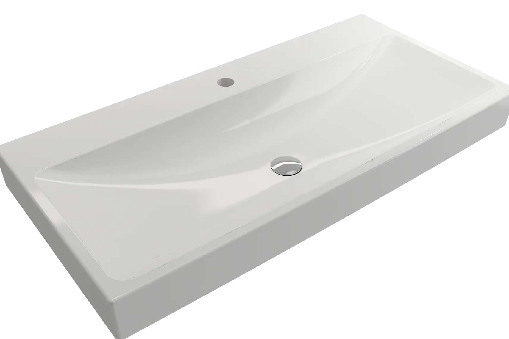 BOCCHI Scala 40" Rectangle Wallmount Fireclay Bathroom Sink, White, Single Faucet Hole, 1079-001-0126