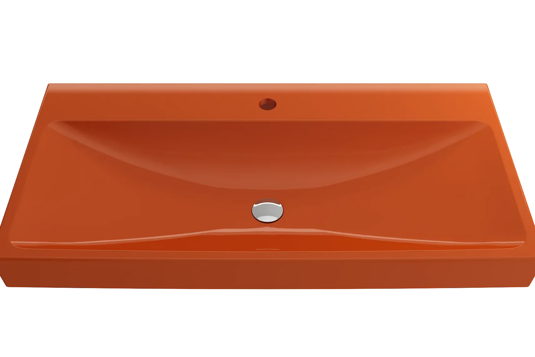 BOCCHI Scala 40" Rectangle Wallmount Fireclay Bathroom Sink, Orange, Single Faucet Hole, 1079-012-0126