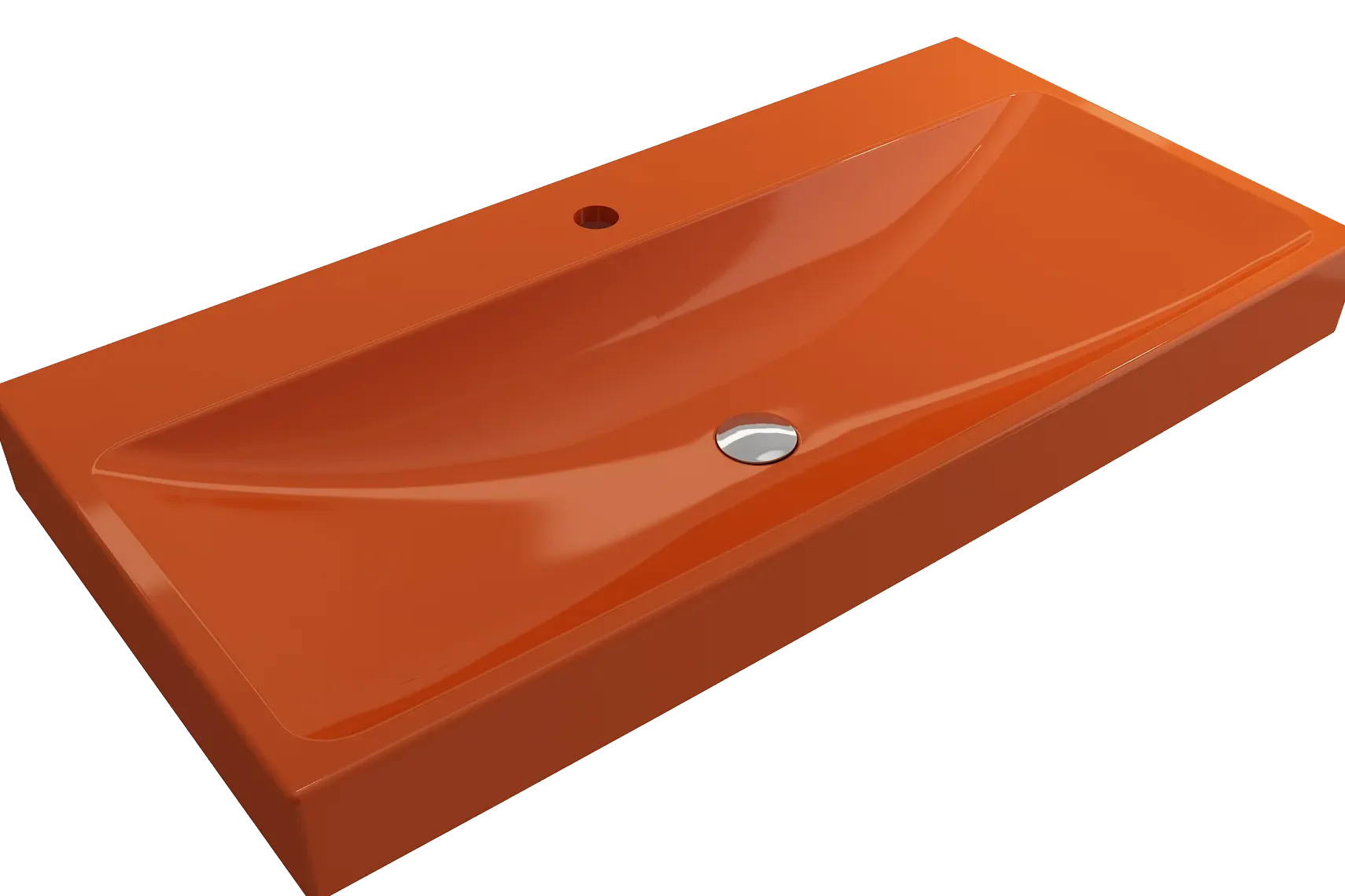 BOCCHI Scala 40" Rectangle Wallmount Fireclay Bathroom Sink, Orange, Single Faucet Hole, 1079-012-0126