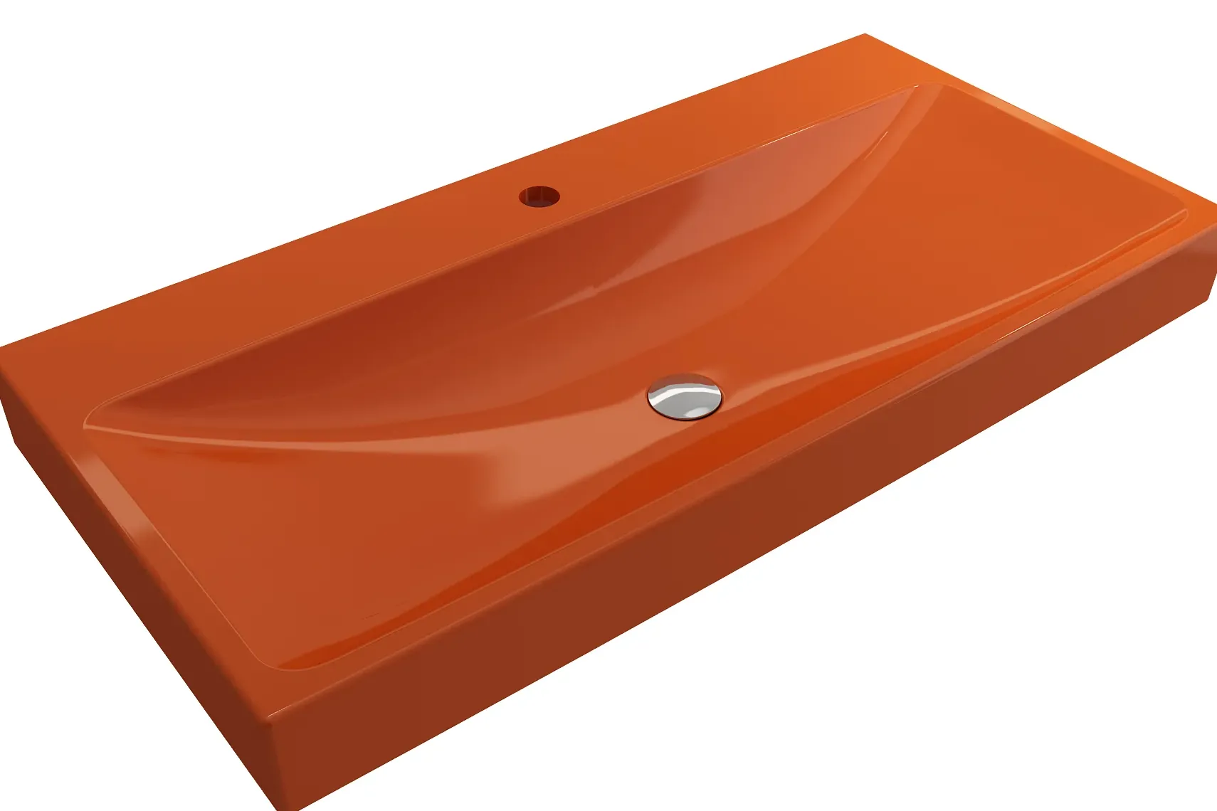 BOCCHI Scala 40" Rectangle Wallmount Fireclay Bathroom Sink, Orange, Single Faucet Hole, 1079-012-0126