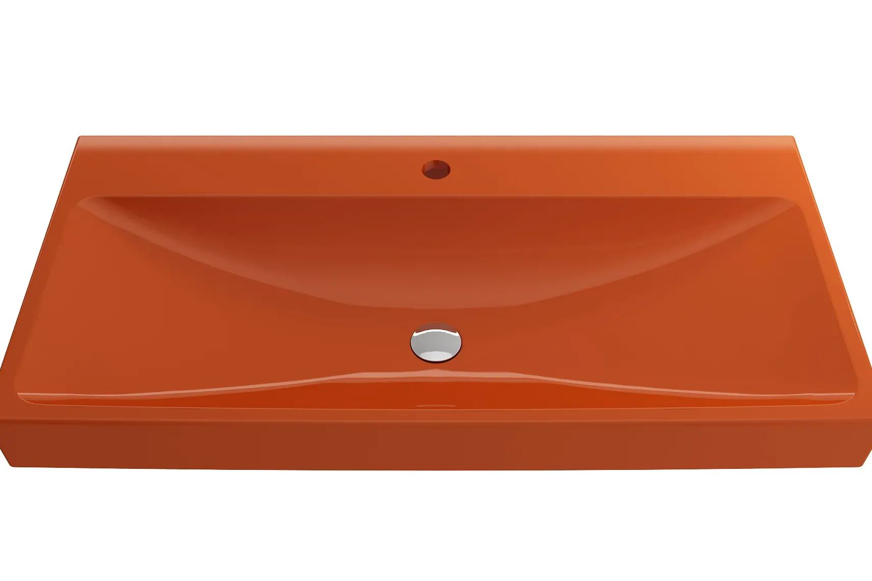 BOCCHI Scala 40" Rectangle Wallmount Fireclay Bathroom Sink, Orange, Single Faucet Hole, 1079-012-0126