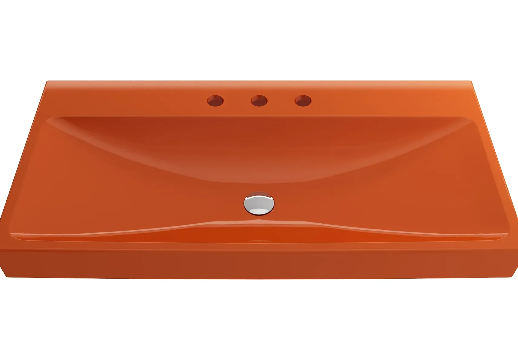 BOCCHI Scala 40" Rectangle Wallmount Fireclay Bathroom Sink, Orange, 3 Faucet Hole, 1079-012-0127