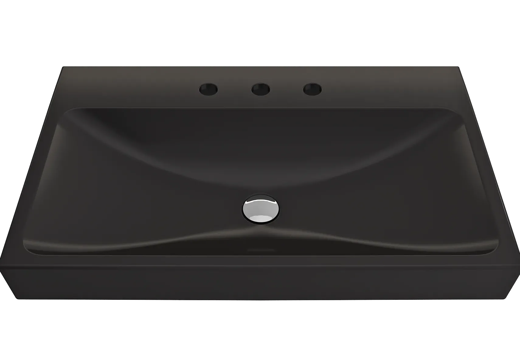 BOCCHI Scala 32" Rectangle Wallmount Fireclay Bathroom Sink, Matte Black, 3 Faucet Hole, 1078-004-0127