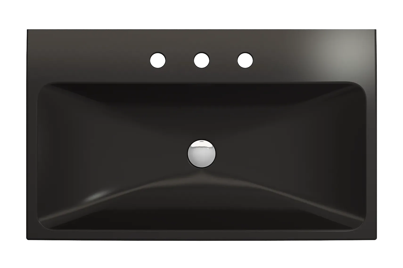 BOCCHI Scala 32" Rectangle Wallmount Fireclay Bathroom Sink, Matte Black, 3 Faucet Hole, 1078-004-0127