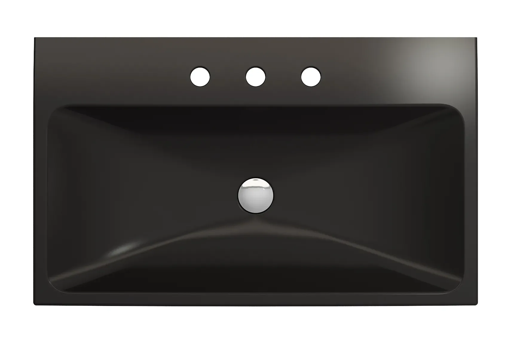 BOCCHI Scala 32" Rectangle Wallmount Fireclay Bathroom Sink, Matte Black, 3 Faucet Hole, 1078-004-0127