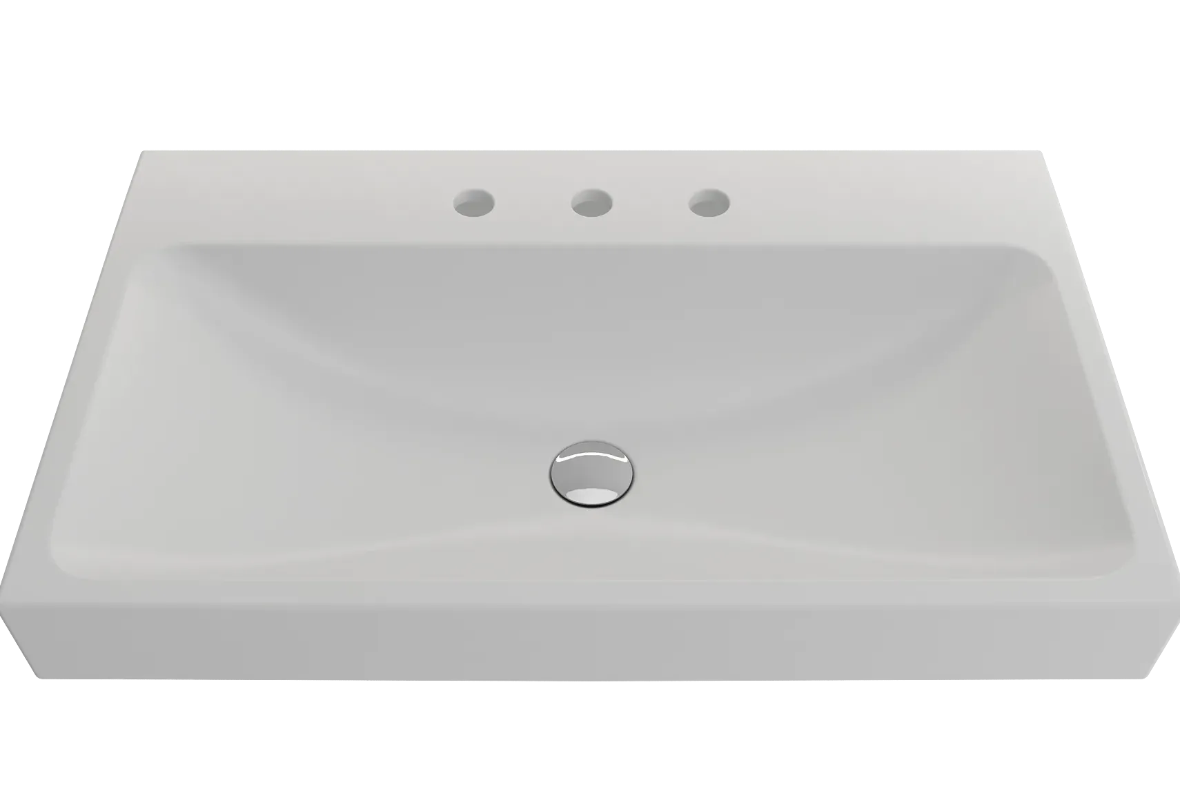 BOCCHI Scala 32" Rectangle Wallmount Fireclay Bathroom Sink, Matte White, 3 Faucet Hole, 1078-002-0127