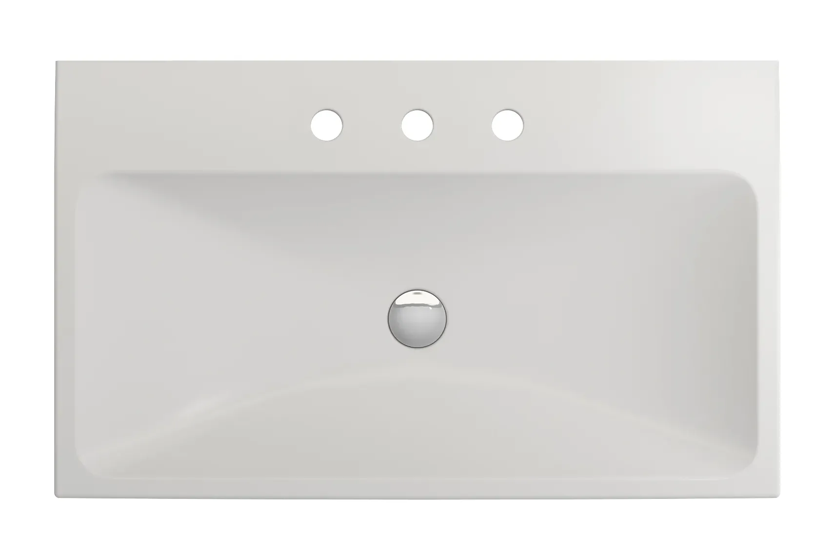 BOCCHI Scala 32" Rectangle Wallmount Fireclay Bathroom Sink, Matte White, 3 Faucet Hole, 1078-002-0127