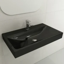 BOCCHI Scala 32" Rectangle Wallmount Fireclay Bathroom Sink, Black, Single Faucet Hole, 1078-005-0126
