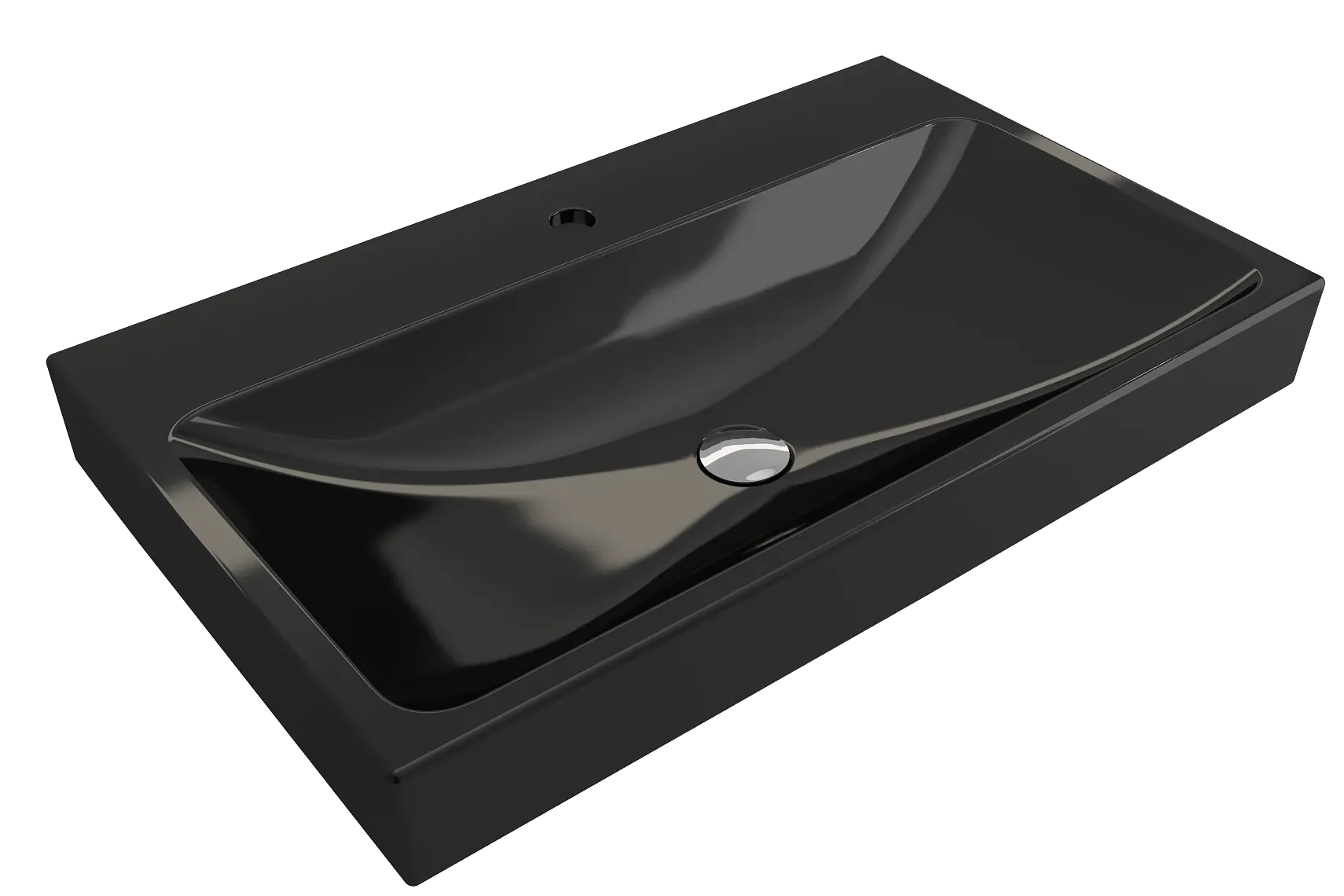 BOCCHI Scala 32" Rectangle Wallmount Fireclay Bathroom Sink, Black, Single Faucet Hole, 1078-005-0126