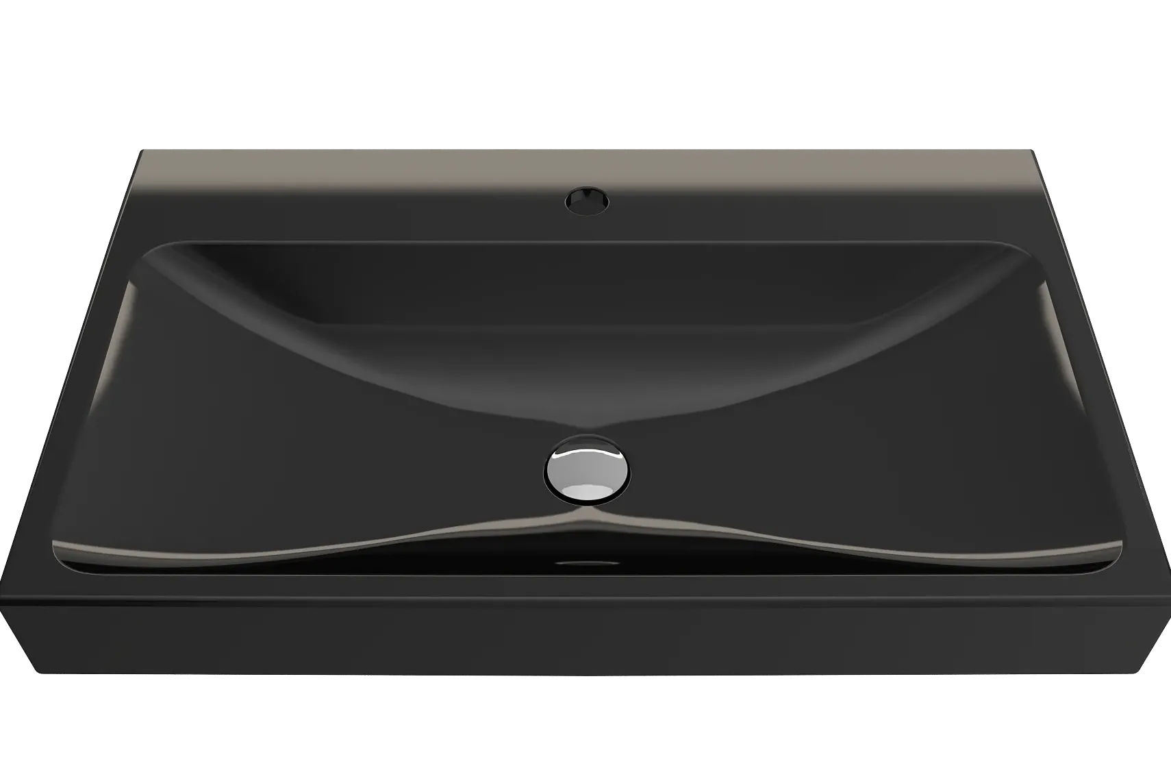 BOCCHI Scala 32" Rectangle Wallmount Fireclay Bathroom Sink, Black, Single Faucet Hole, 1078-005-0126