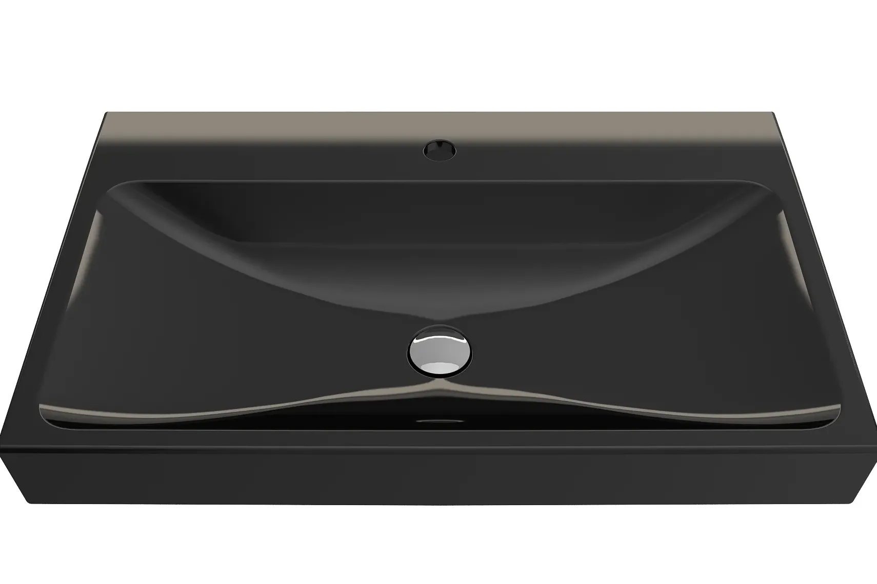BOCCHI Scala 32" Rectangle Wallmount Fireclay Bathroom Sink, Black, Single Faucet Hole, 1078-005-0126