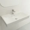 BOCCHI Scala 32" Rectangle Wallmount Fireclay Bathroom Sink, White, Single Faucet Hole, 1078-001-0126