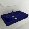 BOCCHI Scala 32" Rectangle Wallmount Fireclay Bathroom Sink, Sapphire Blue, Single Faucet Hole, 1078-010-0126