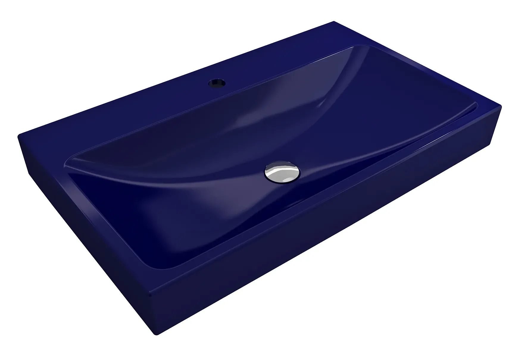 BOCCHI Scala 32" Rectangle Wallmount Fireclay Bathroom Sink, Sapphire Blue, Single Faucet Hole, 1078-010-0126