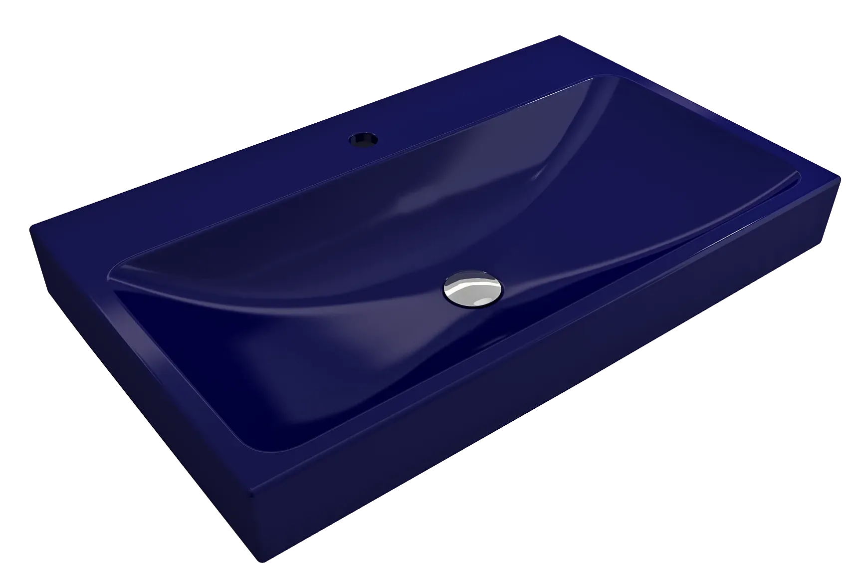 BOCCHI Scala 32" Rectangle Wallmount Fireclay Bathroom Sink, Sapphire Blue, Single Faucet Hole, 1078-010-0126