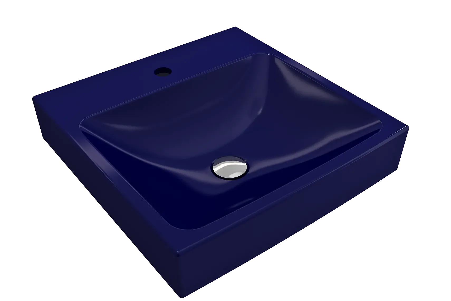 BOCCHI Scala 19" Square Wallmount Fireclay Bathroom Sink, Sapphire Blue, Single Faucet Hole, 1076-010-0126