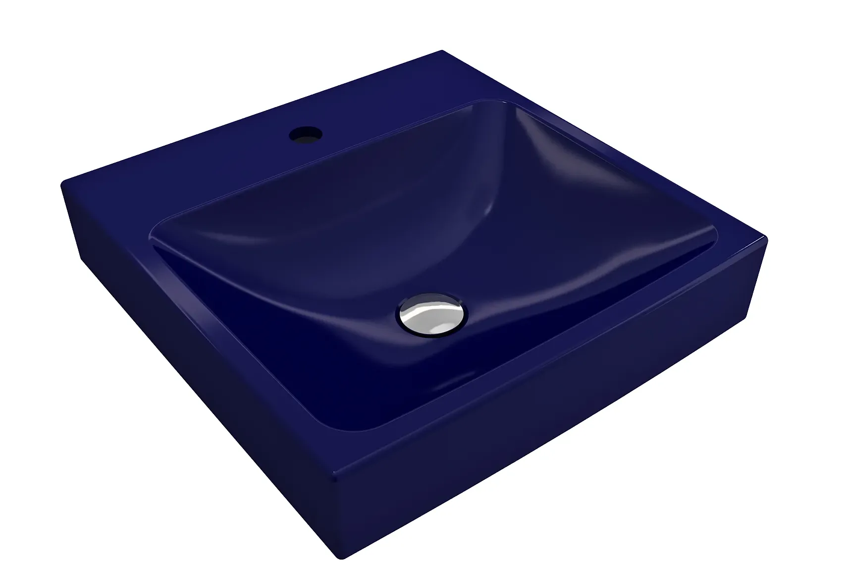 BOCCHI Scala 19" Square Wallmount Fireclay Bathroom Sink, Sapphire Blue, Single Faucet Hole, 1076-010-0126