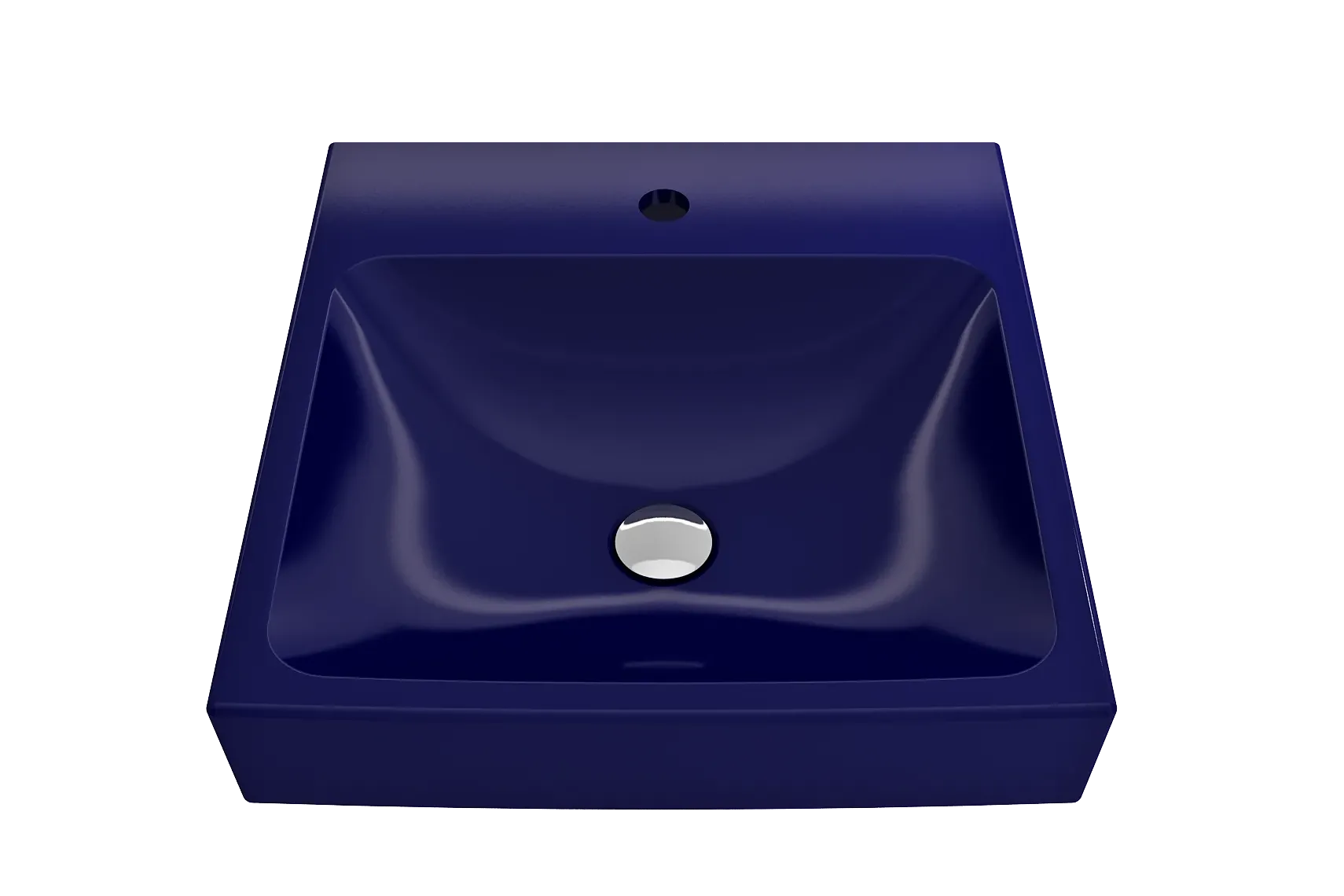 BOCCHI Scala 19" Square Wallmount Fireclay Bathroom Sink, Sapphire Blue, Single Faucet Hole, 1076-010-0126
