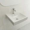 BOCCHI Scala 19" Square Wallmount Fireclay Bathroom Sink, Matte White, Single Faucet Hole, 1076-002-0126