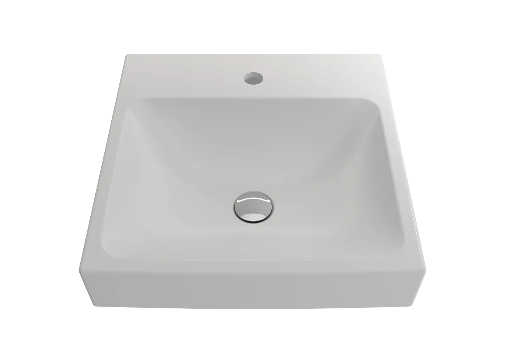 BOCCHI Scala 19" Square Wallmount Fireclay Bathroom Sink, Matte White, Single Faucet Hole, 1076-002-0126