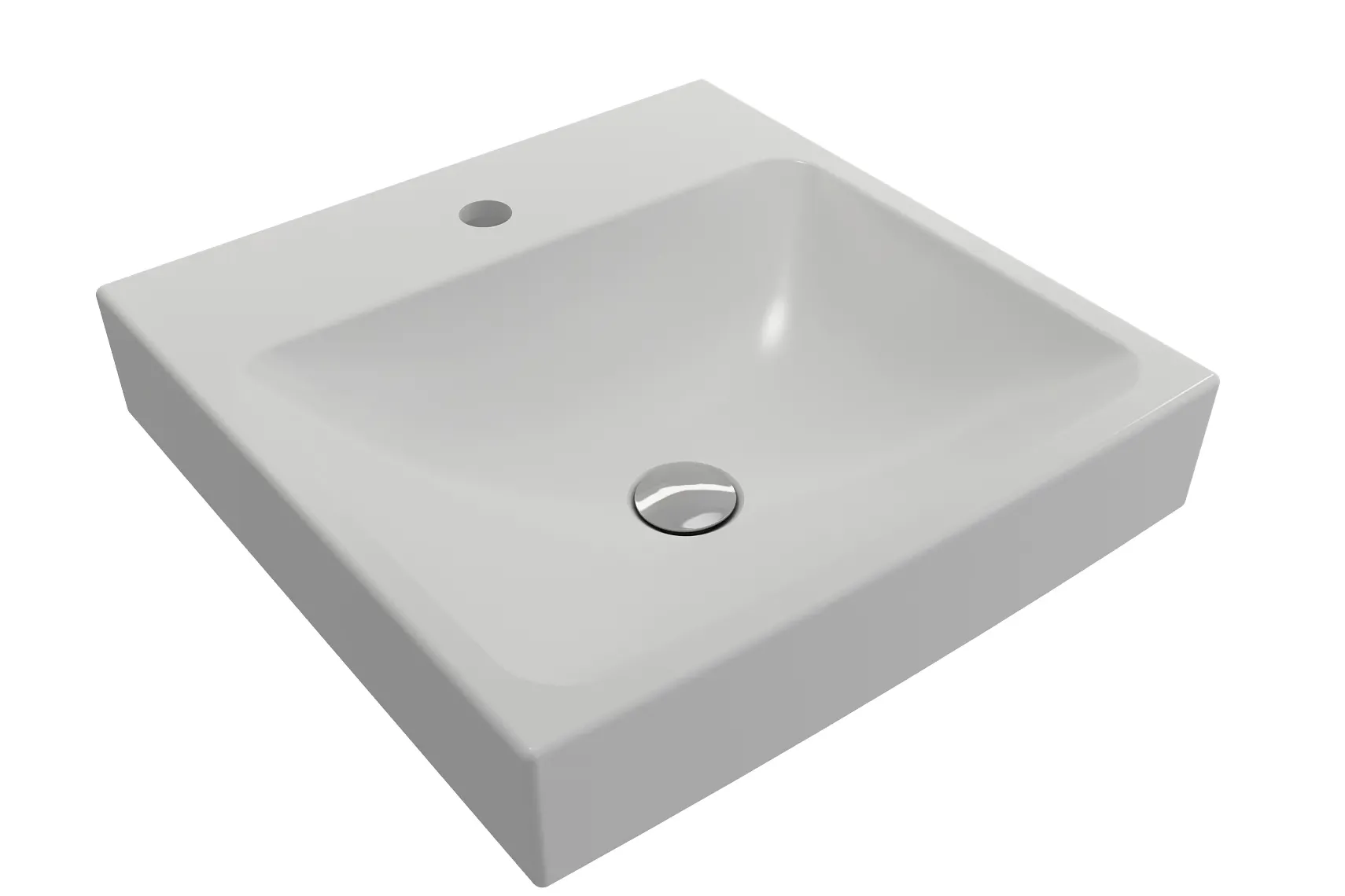 BOCCHI Scala 19" Square Wallmount Fireclay Bathroom Sink, Matte White, Single Faucet Hole, 1076-002-0126