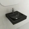 BOCCHI Scala 19" Square Wallmount Fireclay Bathroom Sink, Black, Single Faucet Hole, 1076-005-0126
