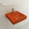 BOCCHI Scala 19" Square Wallmount Fireclay Bathroom Sink, Orange, Single Faucet Hole, 1076-012-0126