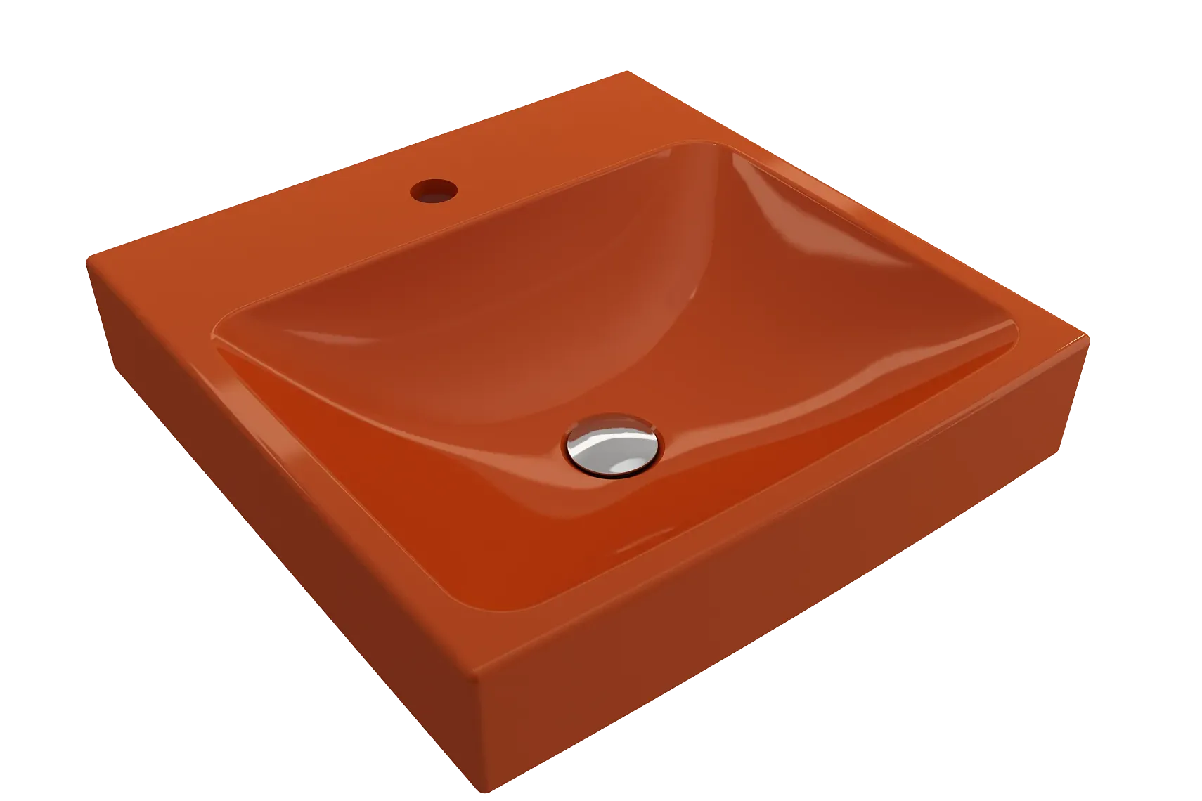 BOCCHI Scala 19" Square Wallmount Fireclay Bathroom Sink, Orange, Single Faucet Hole, 1076-012-0126
