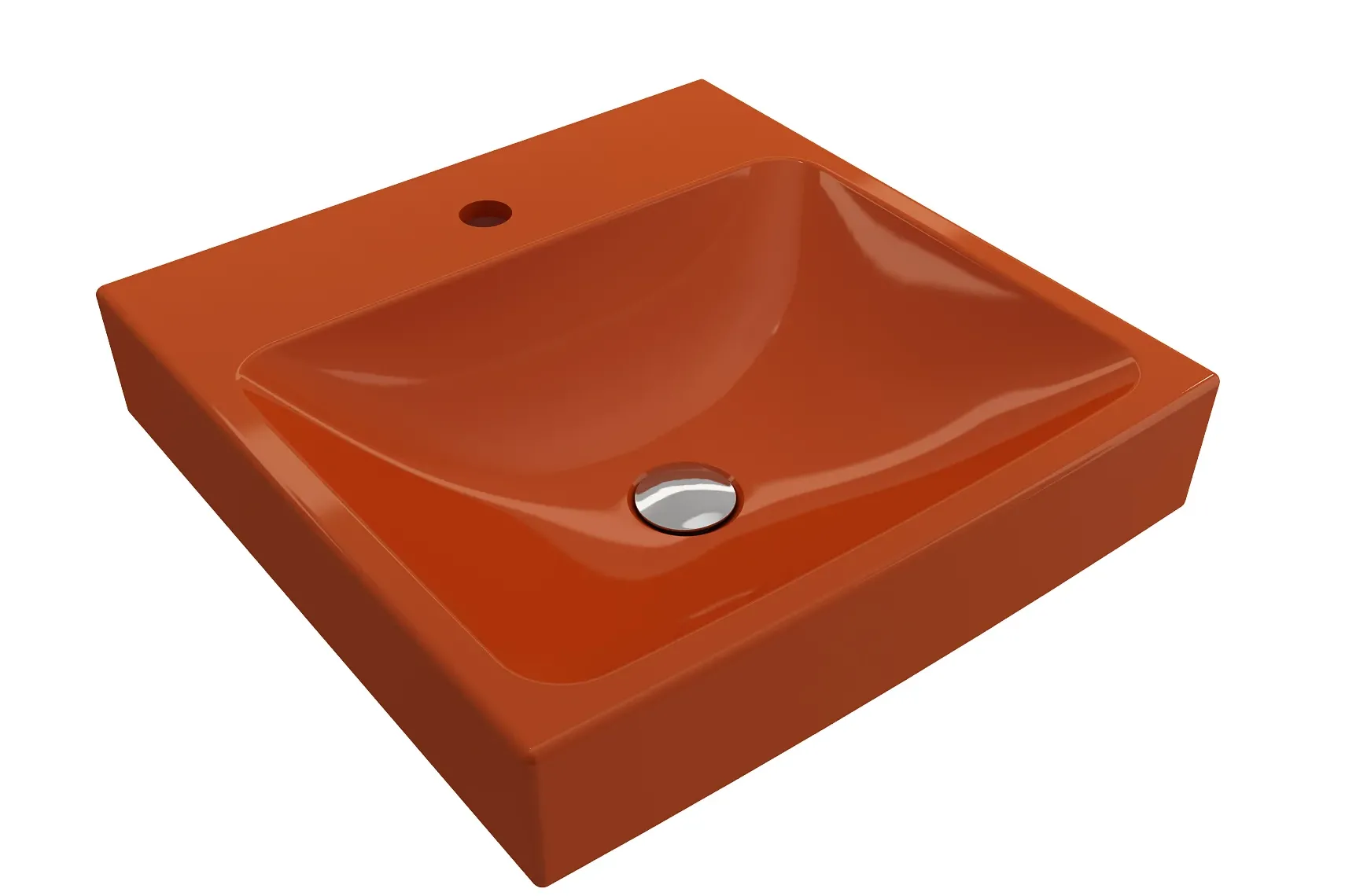 BOCCHI Scala 19" Square Wallmount Fireclay Bathroom Sink, Orange, Single Faucet Hole, 1076-012-0126