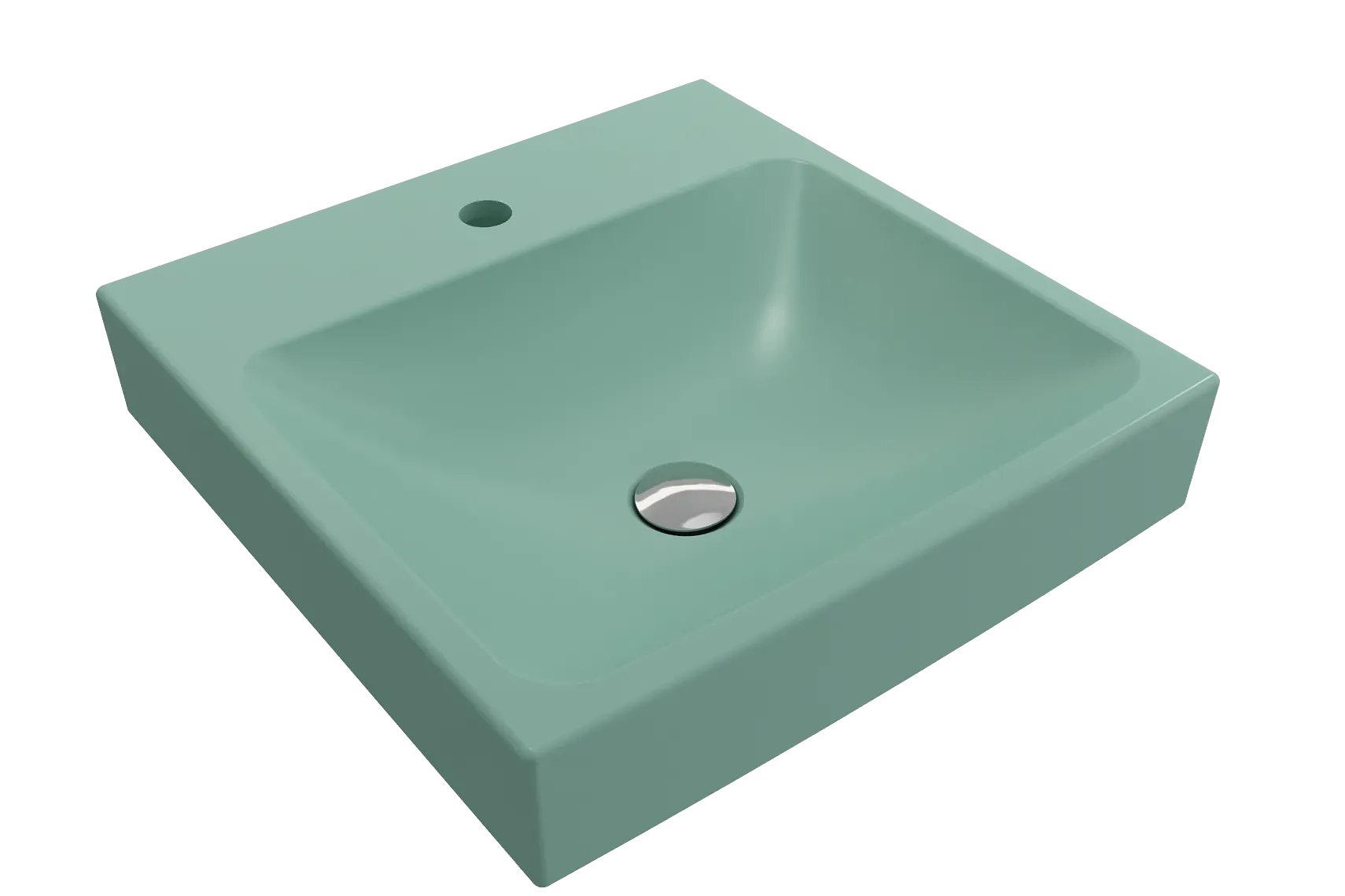 BOCCHI Scala 19" Square Wallmount Fireclay Bathroom Sink, Matte Mint Green, Single Faucet Hole, 1076-033-0126