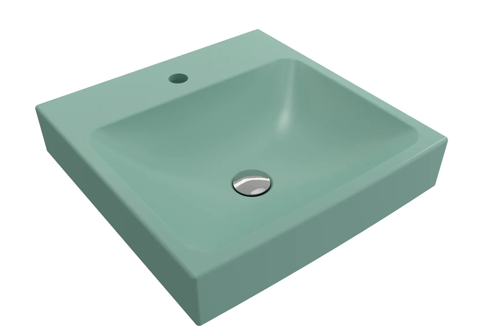 BOCCHI Scala 19" Square Wallmount Fireclay Bathroom Sink, Matte Mint Green, Single Faucet Hole, 1076-033-0126
