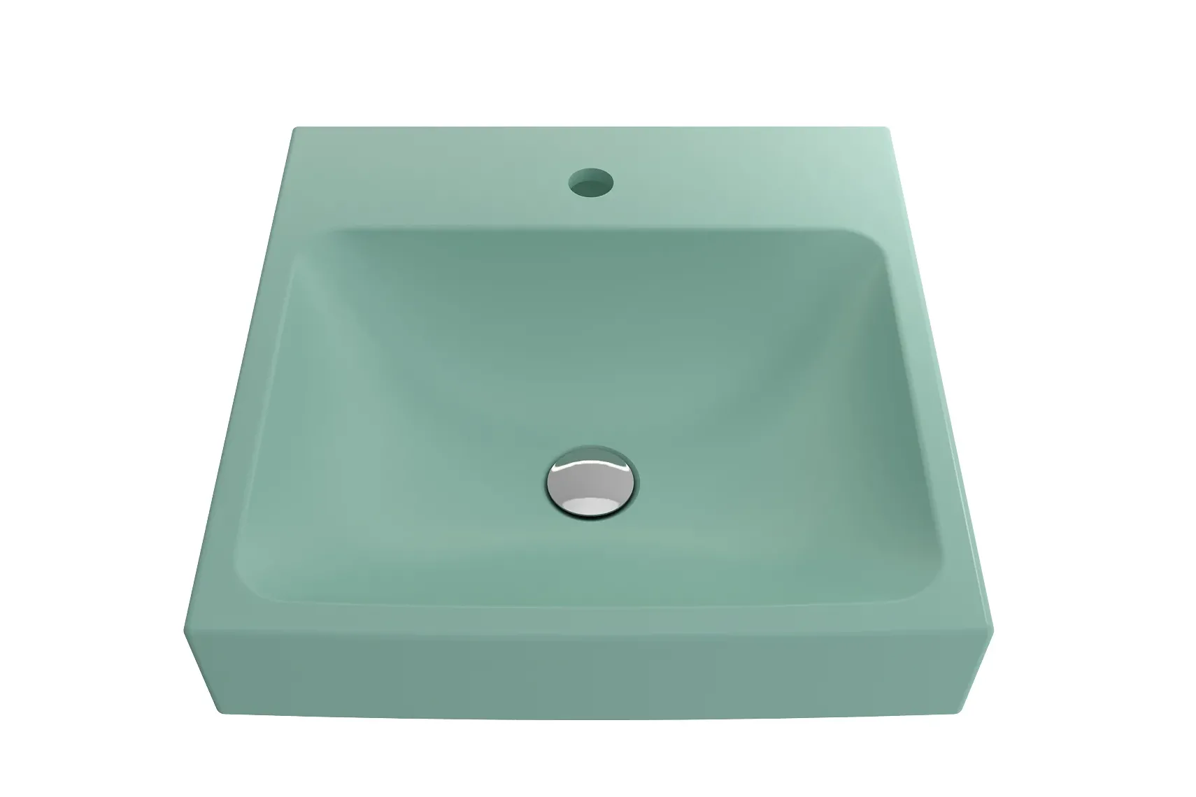 BOCCHI Scala 19" Square Wallmount Fireclay Bathroom Sink, Matte Mint Green, Single Faucet Hole, 1076-033-0126