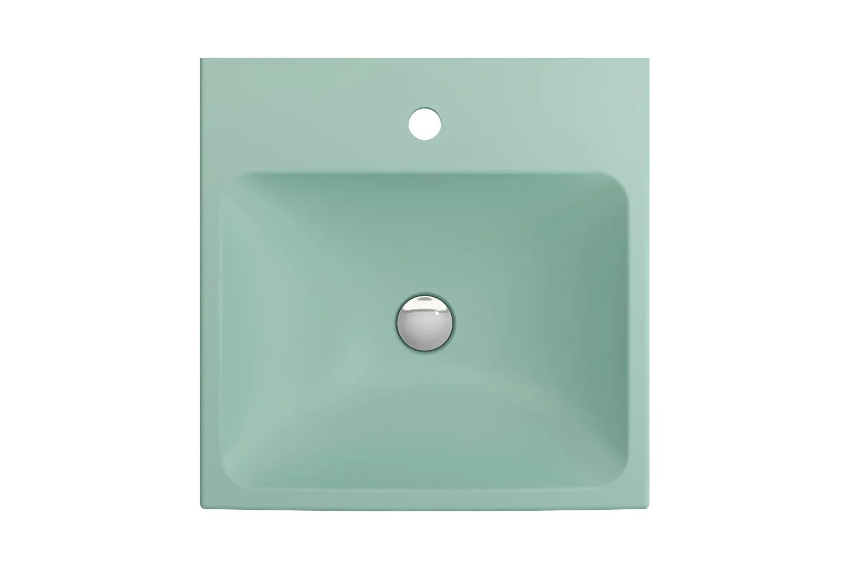 BOCCHI Scala 19" Square Wallmount Fireclay Bathroom Sink, Matte Mint Green, Single Faucet Hole, 1076-033-0126