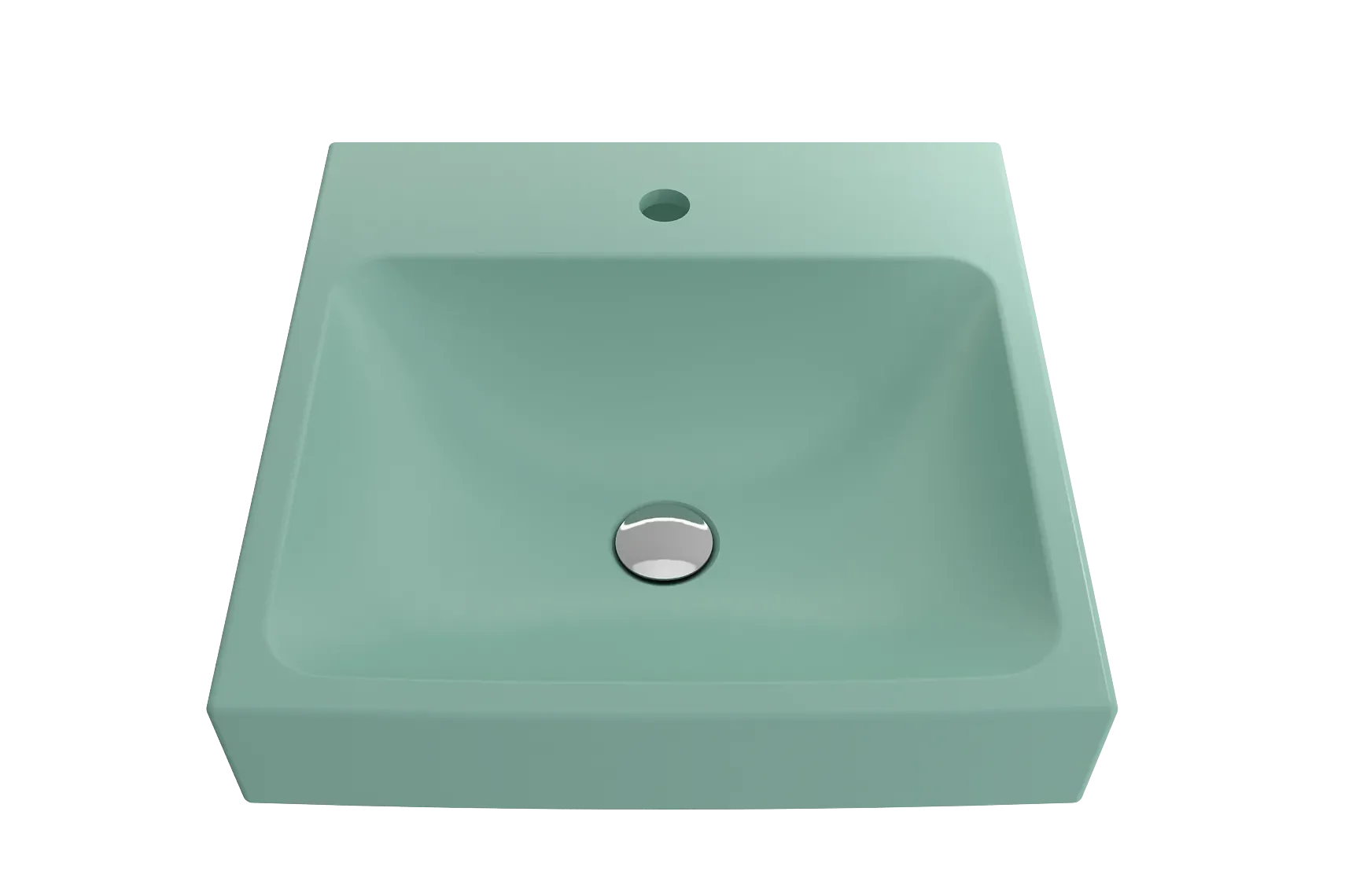 BOCCHI Scala 19" Square Wallmount Fireclay Bathroom Sink, Matte Mint Green, Single Faucet Hole, 1076-033-0126