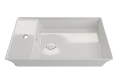 BOCCHI Sottile 24" Rectangle Vessel Fireclay Bathroom Sink, White, Single Faucet Hole, 1479-001-0126