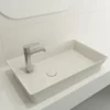 BOCCHI Sottile 24" Rectangle Vessel Fireclay Bathroom Sink, Biscuit, Single Faucet Hole, 1479-014-0126
