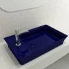 BOCCHI Sottile 24" Rectangle Vessel Fireclay Bathroom Sink, Sapphire Blue, Single Faucet Hole, 1479-010-0126