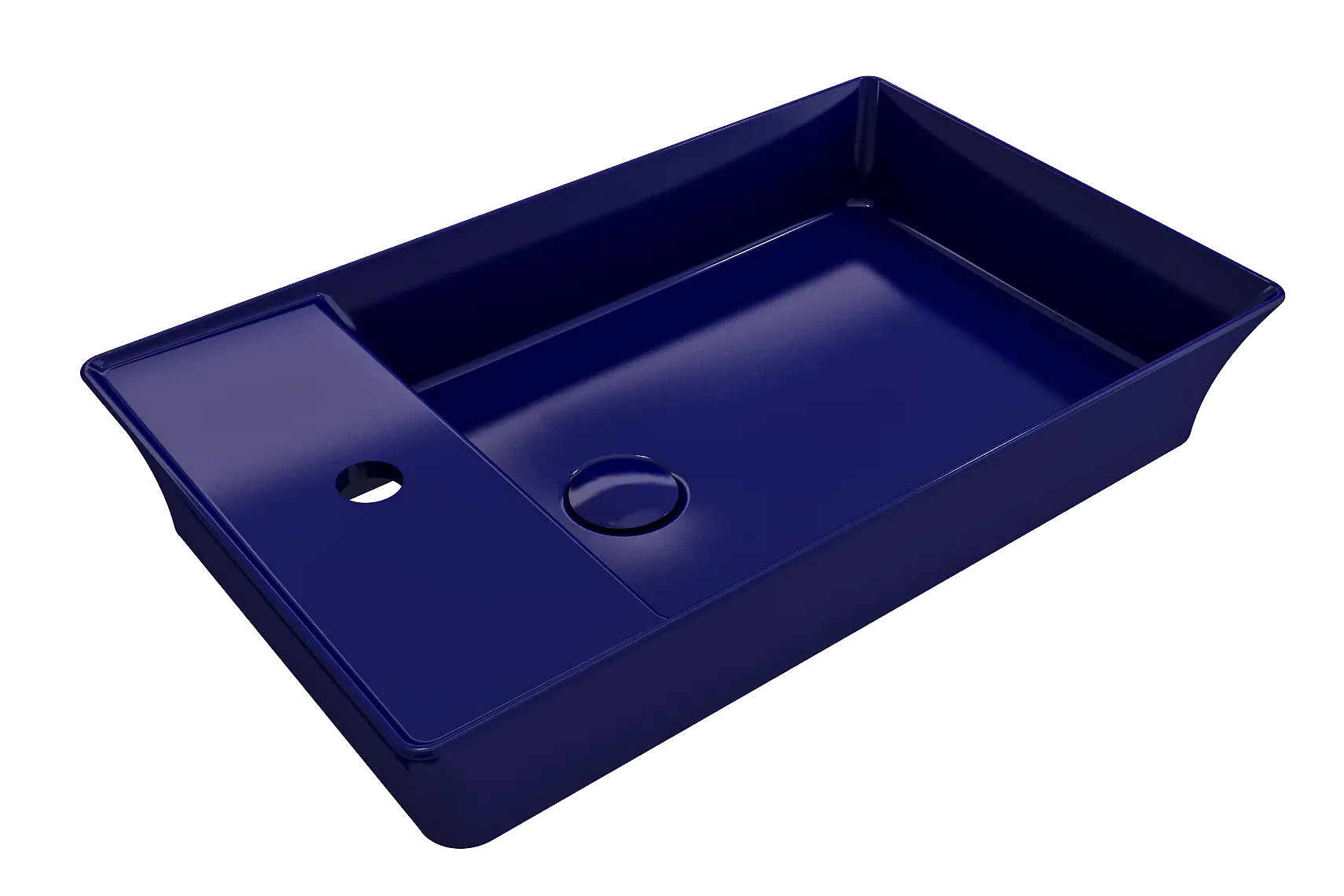 BOCCHI Sottile 24" Rectangle Vessel Fireclay Bathroom Sink, Sapphire Blue, Single Faucet Hole, 1479-010-0126