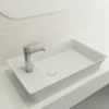 BOCCHI Sottile 24" Rectangle Vessel Fireclay Bathroom Sink, Matte White, Single Faucet Hole, 1479-002-0126
